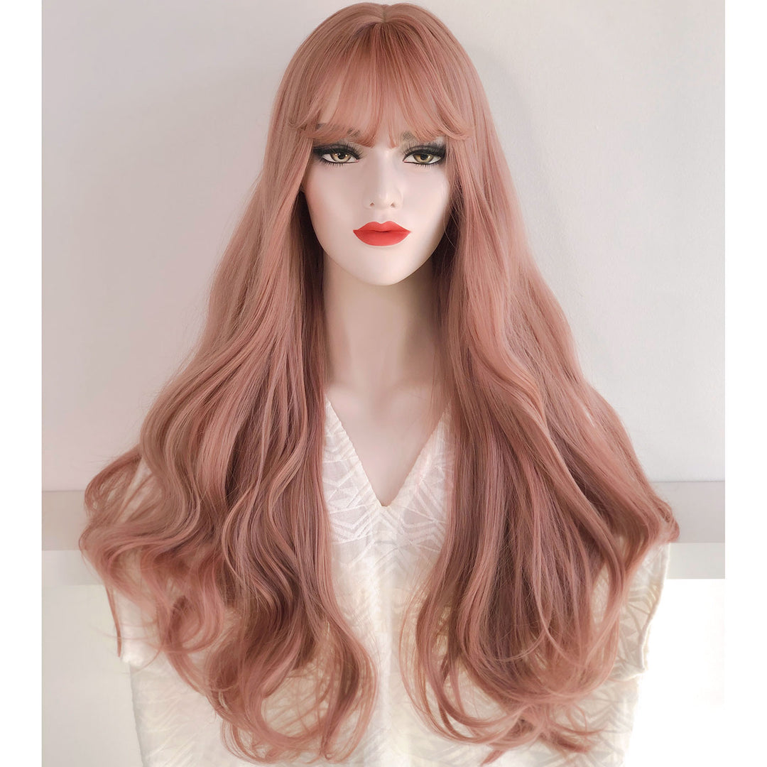 24" Ashy Pink Wig With Bangs| Jessica