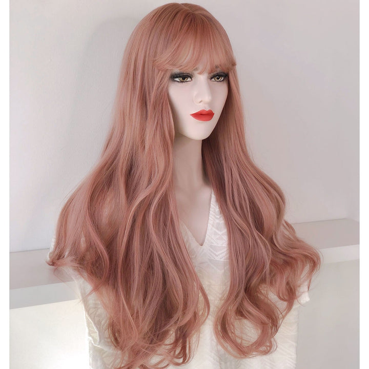 24" Ashy Pink Wig With Bangs| Jessica