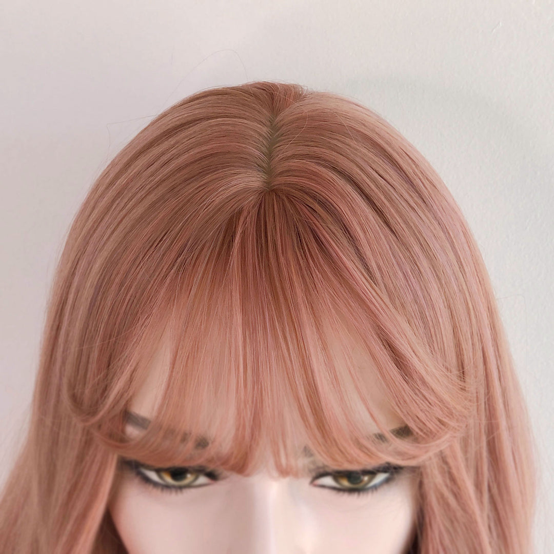 24" Ashy Pink Wig With Bangs| Jessica