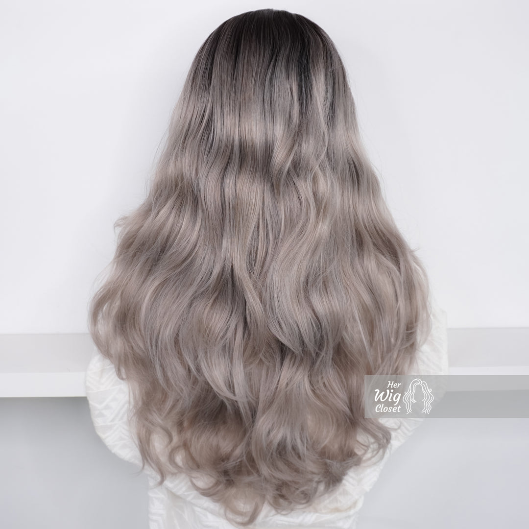 Ashy Sliver Ombre Wavy Lace Front Wig | Katalina