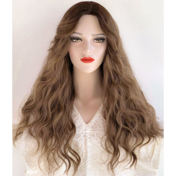 24" Dark Root Honey Blonde Ombre Wavy Wig | Kiara