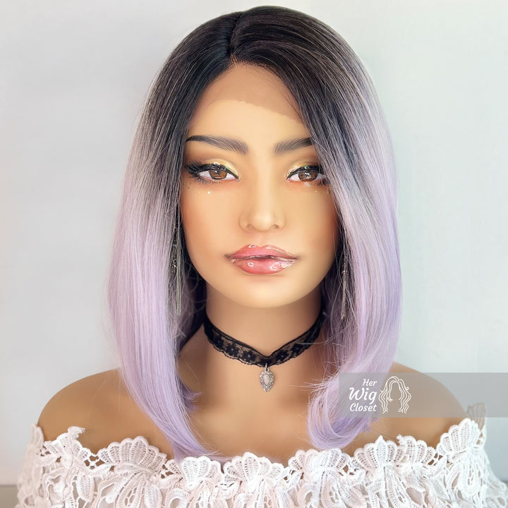 Dark Roots Ashy Lavender Purple Ombre Straight Bob Wig | Her Wig Closet | Lolanthe