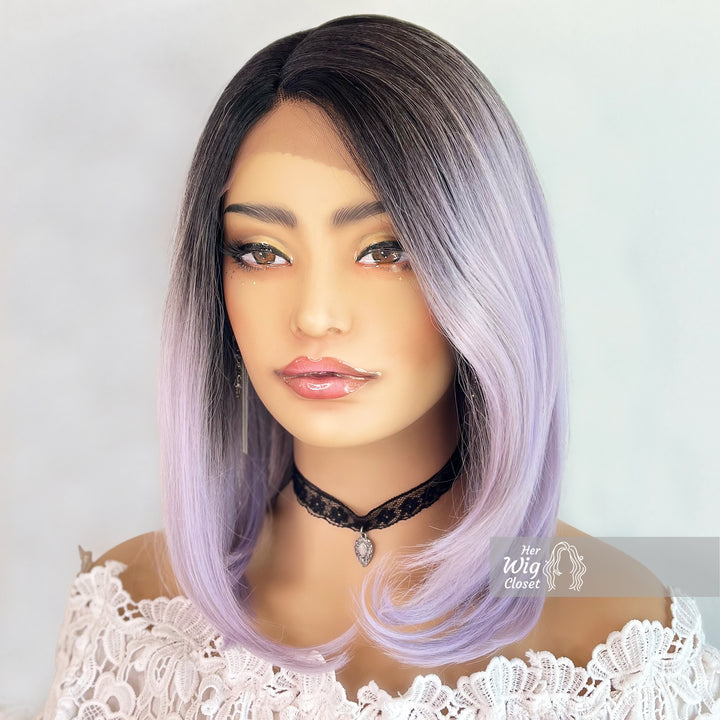 Dark Roots Ashy Lavender Purple Ombre Straight Bob Wig | Her Wig Closet | Lolanthe