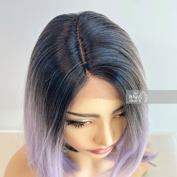 Dark Roots Ashy Lavender Purple Ombre Straight Bob Wig | Her Wig Closet | Lolanthe