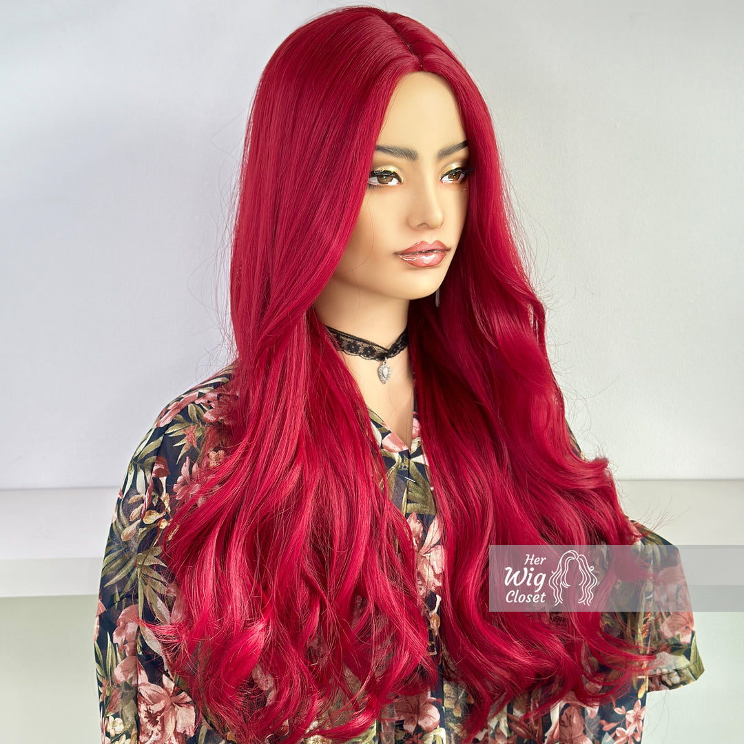 Red Burgendy Long Wavy Wig | Her Wig Closet | Mera