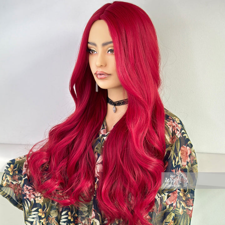 Red Burgendy Long Wavy Wig | Her Wig Closet | Mera