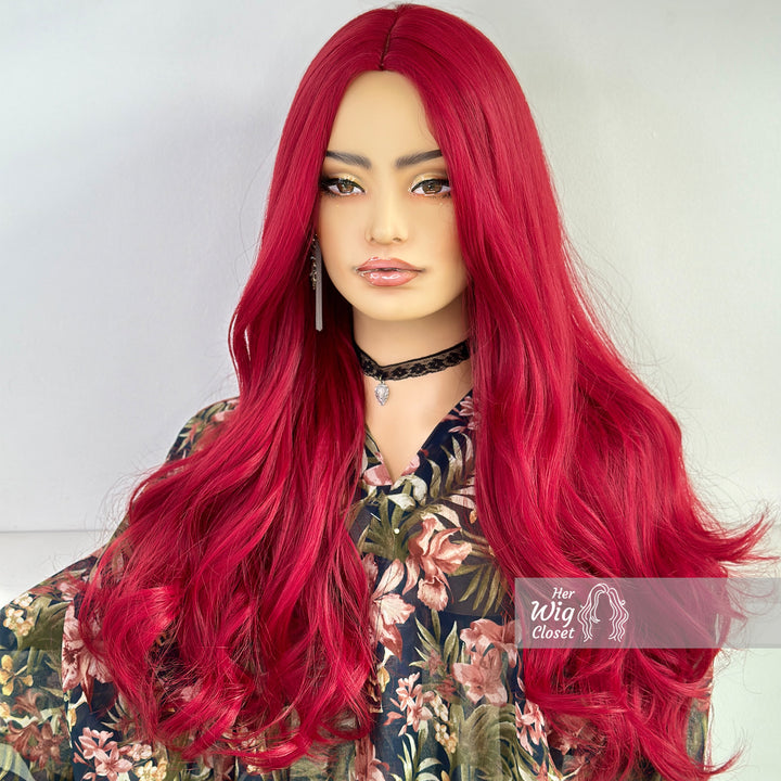 Red Burgendy Long Wavy Wig | Her Wig Closet | Mera