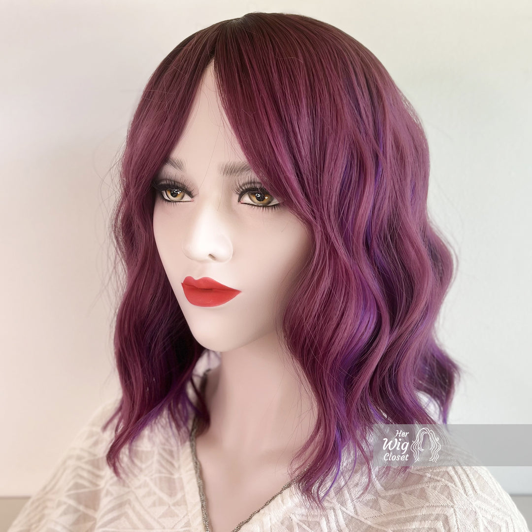 Purple Pink Ombre Wavy Bob Wig With Bangs | Her Wig Closet | Hair loss | Alopecia | Cosplay | Violet