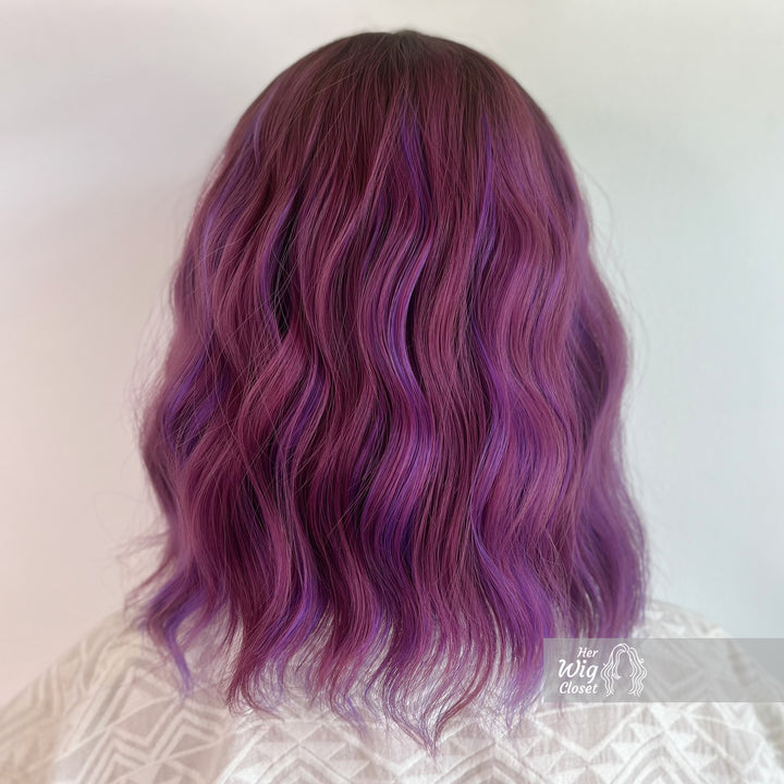 Purple Pink Ombre Wavy Bob Wig With Bangs | Her Wig Closet | Hair loss | Alopecia | Cosplay | Violet