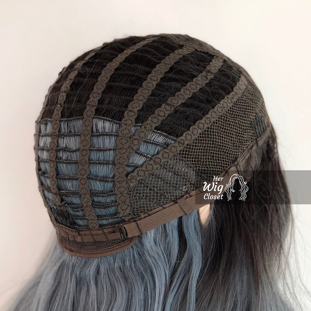Ashy Blue Ombre Lace Front Wavy Wig | Viorel