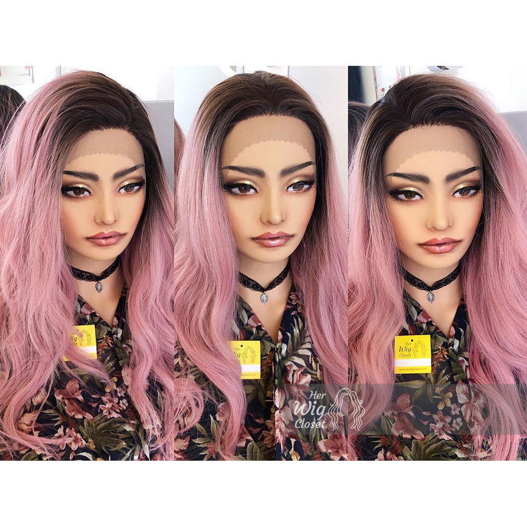 Pastel Pink Ombre Lace Front Wavy Wig | Kelly Her Wig Closet