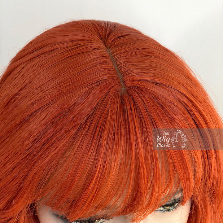 Lola | 12" Orange Wavy Bob Synthetic Wig with Bangs Her Wig Closet