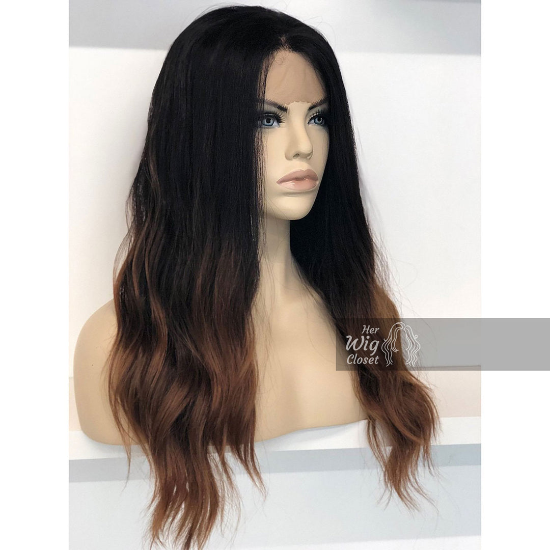 Samantha Black Brown Ombre Wavy Lace Front Wig 24