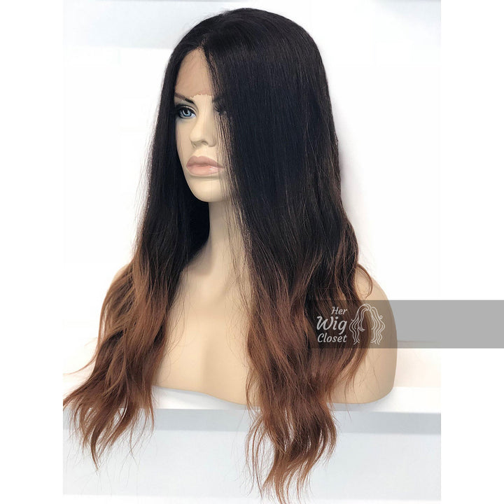 Samantha | Black Brown Ombre Wavy Lace Front Wig 24" Her Wig Closet
